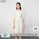 LILY秋新款女裝氣質(zhì)純色仙女范兒優(yōu)雅通勤連衣裙中長款小個子 601白色 M