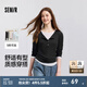 森馬（Semir）長(zhǎng)袖t恤女短款修身顯瘦內(nèi)搭2025年春新款撞色假兩件打底衫亨利領(lǐng) 黑白色調(diào)00391 L 165/88A