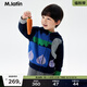 M.Latin/【商場同款】馬拉丁童裝外套春秋裝新款男小童提花毛衣外套 花藏青 120cm
