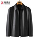 勁霸（JINBA）皮夾克男士商務(wù)休閑翻領(lǐng)頭層牛皮黑色皮衣中老年短款真 黑色收藏送保養油 2XL 建議155-170斤