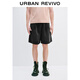 UR秋季新款男裝復古時(shí)髦松緊腰抽繩牛仔短褲UMB850003 黑色 30