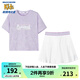Skechers斯凱奇童裝女童針織短袖短裙夏季套裝兒童戶外舒適T恤衫P224G043 淺雪青色/00EW 165 cm