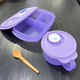 特百惠（Tupperware）可微波加熱飯盒上班族學(xué)生午餐便當(dāng)盒塑料密封冷藏保鮮飯菜湯碗 思麗康微波午餐3件套-冰沙紫