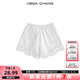 VEGA CHANG蕾絲花邊高腰平腿褲2025年新款舒適提臀防走光短褲女安全褲打底褲 白色