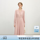 范思藍恩法式V領(lǐng)長袖連衣裙女春裝2025新款氣質(zhì)通勤襯衫裙子1330 粉色 M