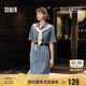 森馬（Semir）[森柔牛仔]牛仔連衣裙女夏工裝風(fēng)收腰港風(fēng)中長裙103324114001