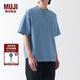 無印良品（MUJI）男式 涼感 亨利領(lǐng) 短袖T恤休閑百搭亨利衫男款打底衫純棉涼感物語 煙熏藍色 XXL（185/112A）