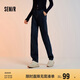森馬（Semir）牛仔褲女抓毛長褲舒適復古風2024冬季潮流寬松錐形褲109724124003