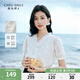 秋水伊人新中式V領(lǐng)提花小衫2025年夏季新款復(fù)古泡泡袖盤扣上衣 米白 L