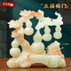 聚善緣五福臨門(mén)葫蘆擺件招財(cái)金蟾玉石客廳玄關(guān)電視柜裝飾搬新家喬遷禮品 小號(hào)五福臨門(mén)紅花冰玉色32cm高