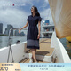 TOMMY HILFIGER【條紋裙擺】夏女氣質(zhì)休閑五?？凼昭@瘦POLO連衣裙76J5316 藏青色FAP M