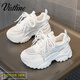 Vistline老爹鞋女夏季小白鞋女網(wǎng)面透氣女鞋運(yùn)動(dòng)鞋女厚底休閑鞋女增高鞋女 YB121-純白色-網(wǎng)面 34