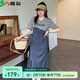 惟友大碼女裝連衣裙胖妹妹夏裝胖mm學(xué)院風(fēng)假兩件減齡氣質(zhì)裙子 灰拼灰 4XL 【尺碼偏大】 建議190-210斤
