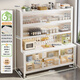 帥仕廚房用具置物架落地巖板收納儲物柜碗柜餐邊櫥柜鍋具微波爐烤箱架 加厚板材+巖板【白6層長(cháng)120深42套裝】加高34cm