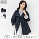 對白復(fù)古通勤三粒扣立領(lǐng)風(fēng)衣女2025秋季新款慵懶寬松休閑夾克外套 深海藍(lán) S