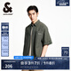 杰克·瓊斯（JACK&JONES）XJ肌理感泡泡紗字母刺繡潮流百搭短袖上衣寬松襯衫男裝2252O2008 E04軍綠色 L