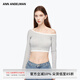 ANN ANDELMAN【明星同款】官方直營露肩長袖T恤女短款高腰上衣薄款皮膚衣 灰色 S