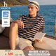 哈吉斯（HAZZYS）男裝 夏季款【寬松版型】純棉T恤條紋圓領(lǐng)短袖t恤ASTZE03BE77 深藏青色DN 2XL (185/104A 52)