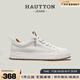 皓頓（HAUT TON）休閑男鞋頭層牛皮夏季網(wǎng)孔透氣經(jīng)典板鞋小白鞋子 337 白棕色 40 