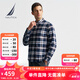 諾帝卡（NAUTICA）【商場同款】男裝春夏新款柔軟舒適法蘭絨格子襯衫男WO4404-N 藏青4NV L