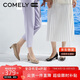 康莉（COMELY）[時裝周同款]方扣單鞋女春季粗跟氣質漆皮通勤高跟鞋 奶茶色 39 