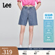 Lee25春夏新品經(jīng)典五袋款設(shè)計(jì)日常直筒休閑女牛仔短褲涼涼褲潮流 中藍(lán)色 28
