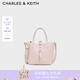 CHARLES&KEITH25秋新品簡約通勤手提水桶包菜籃子包七夕禮物CK2-10151518 Cotton Candy Pink棉花糖粉 S