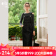 Olrain【七夕】歐芮兒黑色背帶連衣裙女春裝新款復古百搭直筒牛仔裙 黑色 S