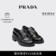 PRADA/普拉達【七夕禮物】女士 Chocolate 亮面皮革厚底樂福鞋 黑色-新款 尺碼偏大建議拍小半碼 37.5
