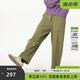 幻走（MOVEUP）2024冬季新款.FUN系列加絨松緊腰織帶設(shè)計(jì)休閑直筒褲女 空綠灰 M