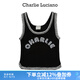 Charlie Luciano標(biāo)識(shí)印花背心春夏新款93003百搭潮流休閑內(nèi)搭外穿cl上衣女潮 黑色 L