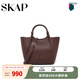 圣伽步skap2024秋季新款商場(chǎng)同款單肩水桶牛皮革女手挽包ADP01CX4 紫紅 均碼