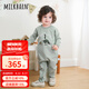 Milkbarn2025新品嬰兒加厚連體衣服寶寶哈衣嬰幼兒秋冬純棉爬爬服 清灰綠 90cm (18-24月-參考身高80-90cm)