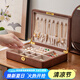森物社實(shí)木首飾收納盒高檔輕奢戒指手飾品項(xiàng)鏈?zhǔn)宙溎举|(zhì)首飾盒生日禮物女 高端實(shí)木首飾盒（卡其色絨布）