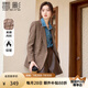 香影毛呢西裝外套女2024秋冬季新款復(fù)古氣質(zhì)休閑呢子千鳥格小西服 咖啡 L