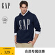 GAP【情人節(jié)】男女裝秋季新款logo印花抓絨寬松套頭連帽衫衛(wèi)衣786923