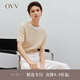 OVV2024春夏新款女裝基礎(chǔ)簡約圓領(lǐng)套頭休閑易搭短袖針織衫 卡其（凈色）07 L