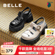 百麗（Belle）透氣羅馬豬籠涼鞋女商場款戶外厚底涼鞋B6N1DBL4 米色 37 (235mm)