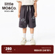 little MO&Co.little moco童裝25夏裝新款男童涂鴉印花寬松純棉休閑運動風短褲 深灰色 160 160/66