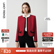 朗姿【時來運轉(zhuǎn)】小香風(fēng)羊毛短款外套女春春季新款高級感短外套 節(jié)日紅色 M