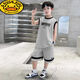 G.duck兒童裝男童夏裝無(wú)袖套裝2025新款中大童夏季運動(dòng)夏款速干帥氣背心 灰色套裝 170 cm