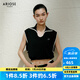 艾諾絲雅詩(shī)【商場(chǎng)同款】2025夏季新品設(shè)計(jì)感學(xué)院風(fēng)撞色女式針織衫女40438122 黑色 M