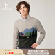 哈吉斯（HAZZYS）男裝 秋冬款男士毛衣戶外風(fēng)景圖案針織羊毛衫男ABYZD0ADD29 米色BI XL (180/100A 50)