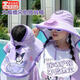 麓格立兒童防曬帽庫洛米帶風扇夏季遮陽披肩帽大帽檐太陽帽外出大檐護頸 紫色風扇帽【口哨+數(shù)據(jù)線】