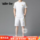 Walker Shop品牌運(yùn)動(dòng)套裝男【甄選面料】夏季新款休閑套裝短袖短褲舒適兩件套 白色 XL （建議130-145斤）