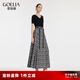 歌莉婭（GOELIA）馬面裙新中式氣質(zhì)改良國風(fēng)半身裙長裙子1C2R2B06A 65C淺灰底黑玫瑰提花 M