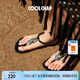 COOLCHAP25新款涼鞋女軟底海邊歐式旅游沙灘涼鞋夾趾平跟時裝羅馬度假鞋 秘境黑（新版） 正碼正拍 38