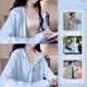 燦圖韓版冰絲連帽防曬衣女夏季薄款顯瘦可愛防曬服透氣寬松休閑外套潮 藍(lán)色 M