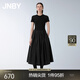 JNBY/江南布衣春夏連衣裙氣質(zhì)赫本風(fēng)修身拼接X型短袖小黑裙5O4G14470 001/本黑 M