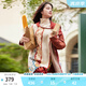 兩三事披肩斗篷外套女秋冬連帽長(zhǎng)款藍(lán)色毛衣開(kāi)衫外搭大衣梵高信使 磚紅色 F